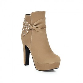 Women's Boots Spring / Fall / Winter Platform / Fashion Boots Leatherette Outdoor / Casual Chunky Heel Crystal / Bowknot